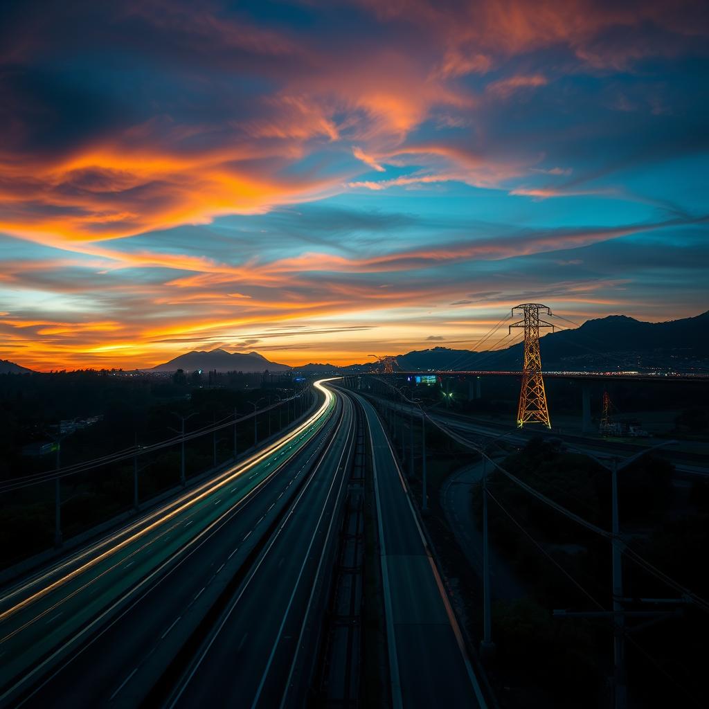 Maquinário pesado em uma obra de infraestrutura moderna