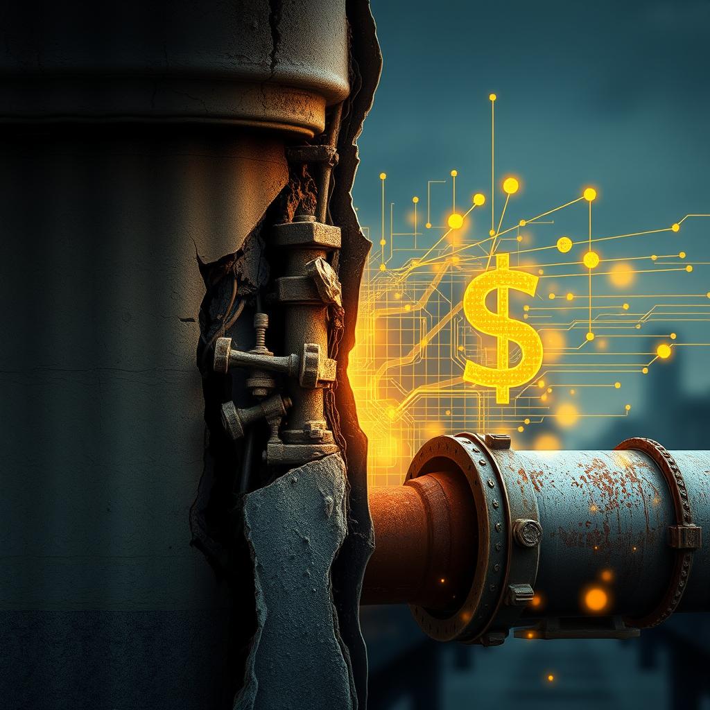 Imagem conceitual mostrando uma camada digital e dados sobreposta a uma rede de infraestrutura, simbolizando a modernização e o uso de tecnologia.