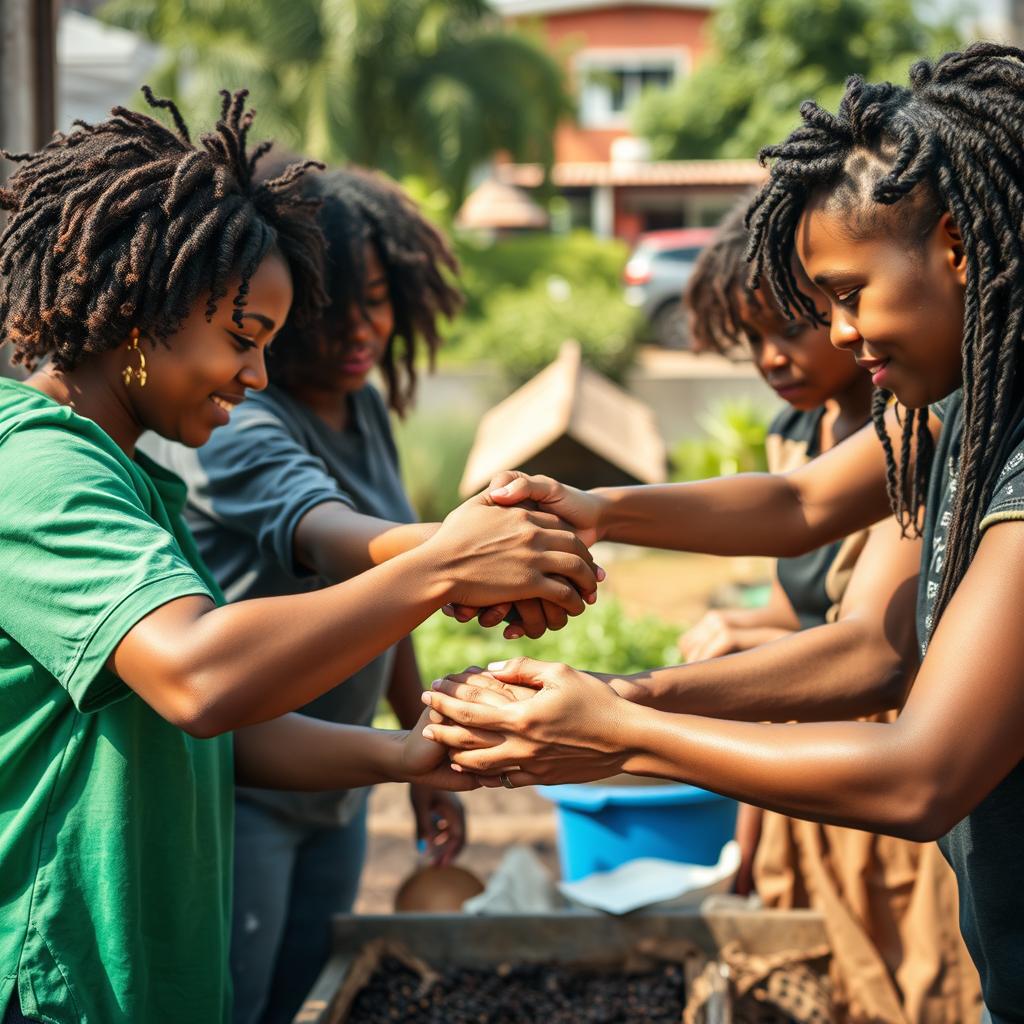 Pessoas em comunidade realizando atividade conjunta, simbolizando mobilização social.