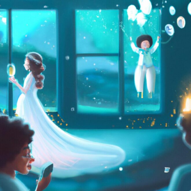 Imagem de capa do post Significado de sonhar com festa de casamento: o que isso pode significar? com um desenho digital