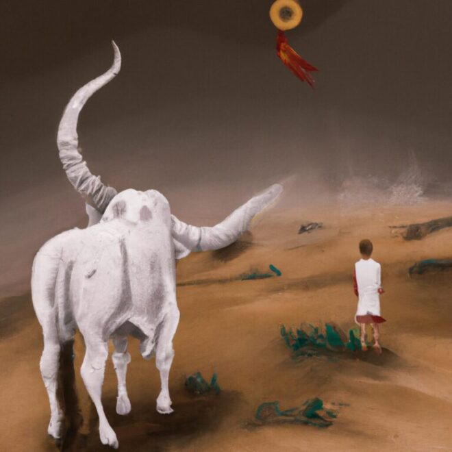 Imagem de capa do post Significado De Sonhar Com Boi Branco: O Que Isso Pode Representar Na Sua Vida? com um desenho digital