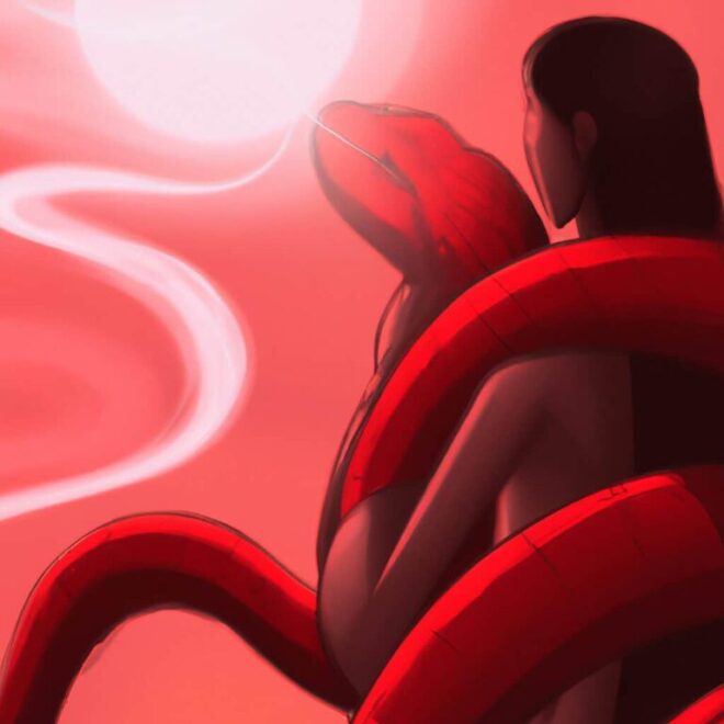 Imagem de capa do post Significado de sonhar com cobra vermelha com um desenho digital