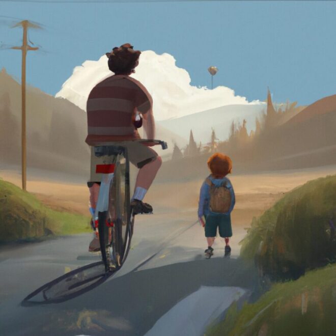 Imagem de capa do post Andando de bicicleta com o filho: o que os especialistas dizem sobre os seus significados com um desenho digital