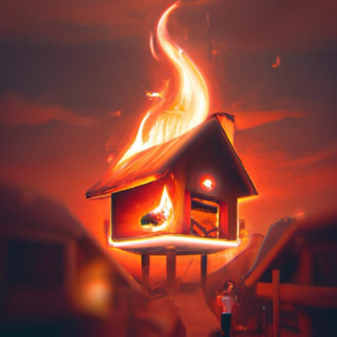 Imagem de capa do post Sonhando com a Casa Pegando Fogo: O que Significa? com um desenho digital