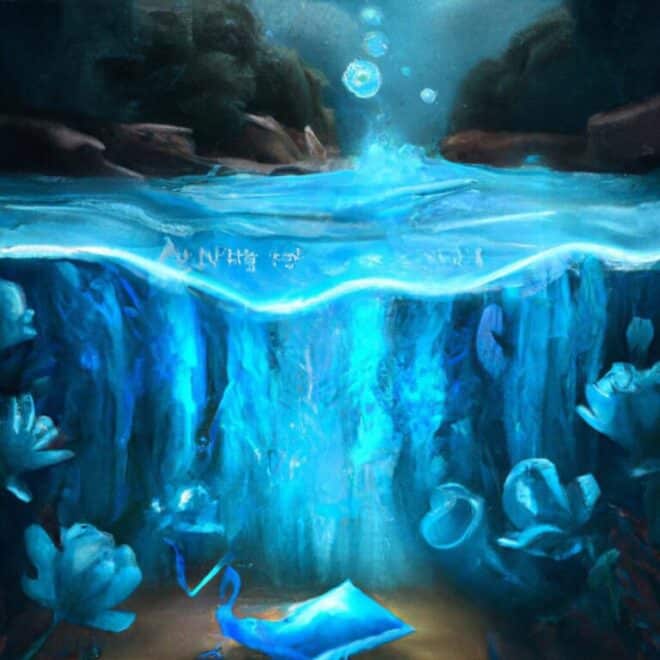 Imagem de capa do post Sonhando com Água Azul: O que Significa? com um desenho digital