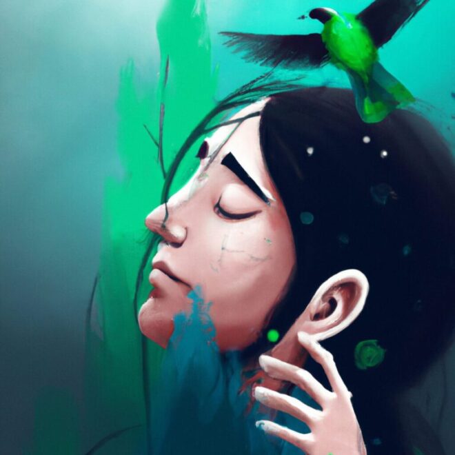 Imagem de capa do post O significado de sonhar com um passaro azul e verde com um desenho digital