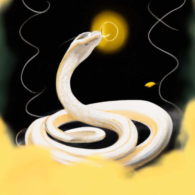 Imagem de capa do post Significado de Sonhar com Cobra Amarela e Branca: Jogo do Bixo, Numerologia e Mais. com um desenho digital