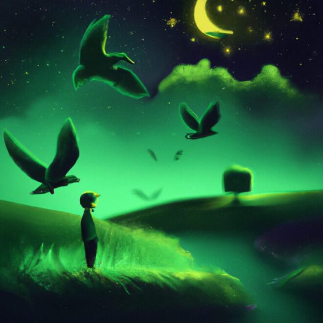 Imagem de capa do post Significado de sonhar com aveztrus verde: o que pode ser? com um desenho digital