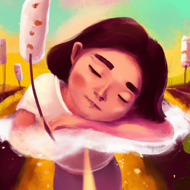 Imagem de capa do post "Descubra O Que Significa Sonhar Com Algodão Doce!" com um desenho digital
