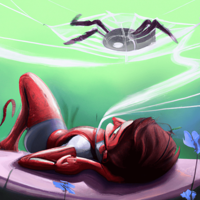 Imagem de capa do post O que significa sonhar com aranha picando? com um desenho digital