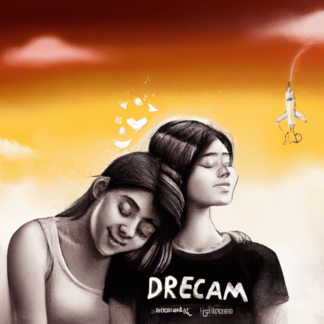 Imagem de capa do post "O que Significa Sonhar com Lesbica: Descubra os Mistérios!" com um desenho digital