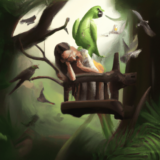 Imagem de capa do post O que significa sonhar com papagaio? Aprenda o significado dos seus sonhos! com um desenho digital