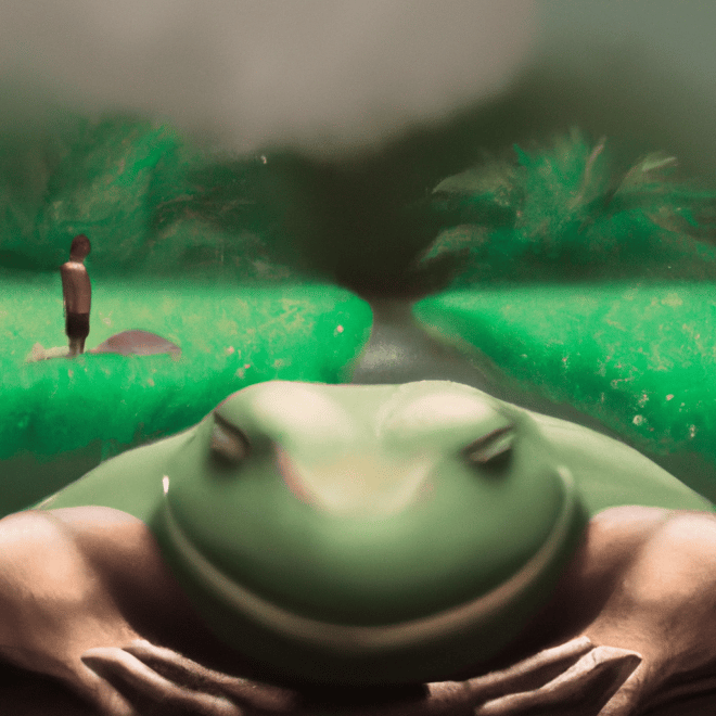 Imagem de capa do post "O que Significa Sonhar com Sapo Grande: Descubra aqui!" com um desenho digital