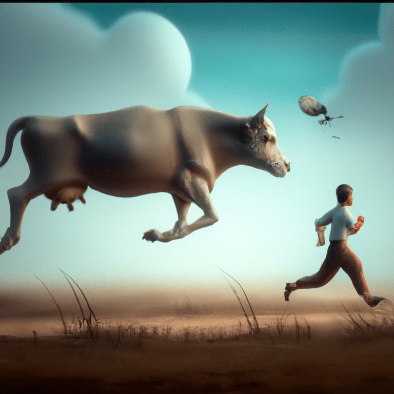 Imagem de capa do post O Que Significa Sonhar Com Vaca Correndo Atrás Da Gente? com um desenho digital