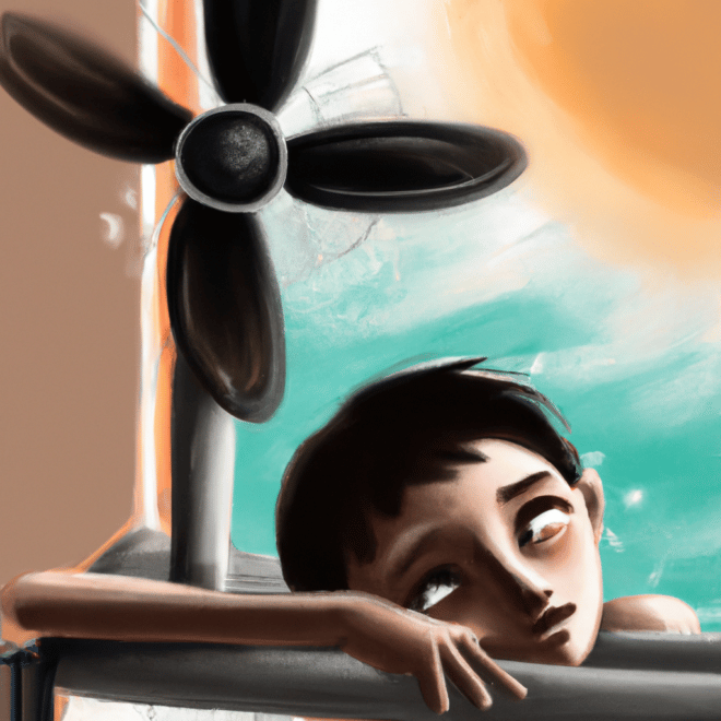 Imagem de capa do post "O Que Significa Sonhar com Ventilador? Descubra Aqui!" com um desenho digital