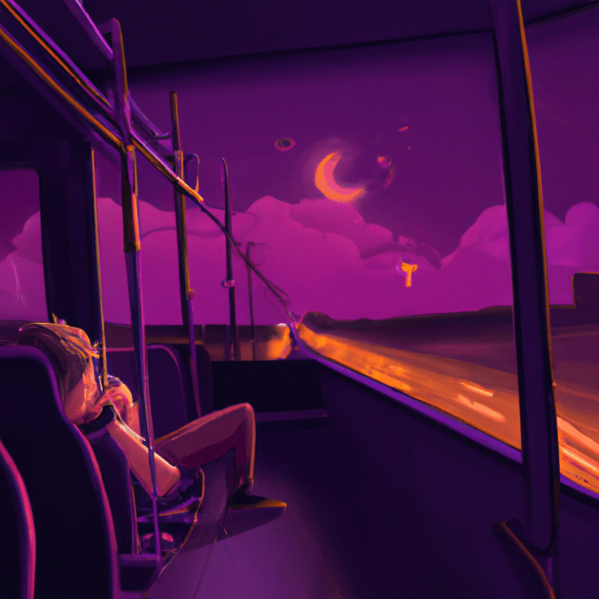 Imagem de capa do post O que significa sonhar com viagem de ônibus? com um desenho digital