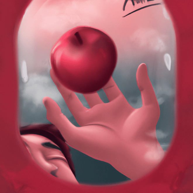 Imagem de capa do post "O Que Representa Sonhar com Maçã? Descubra Aqui!" com um desenho digital