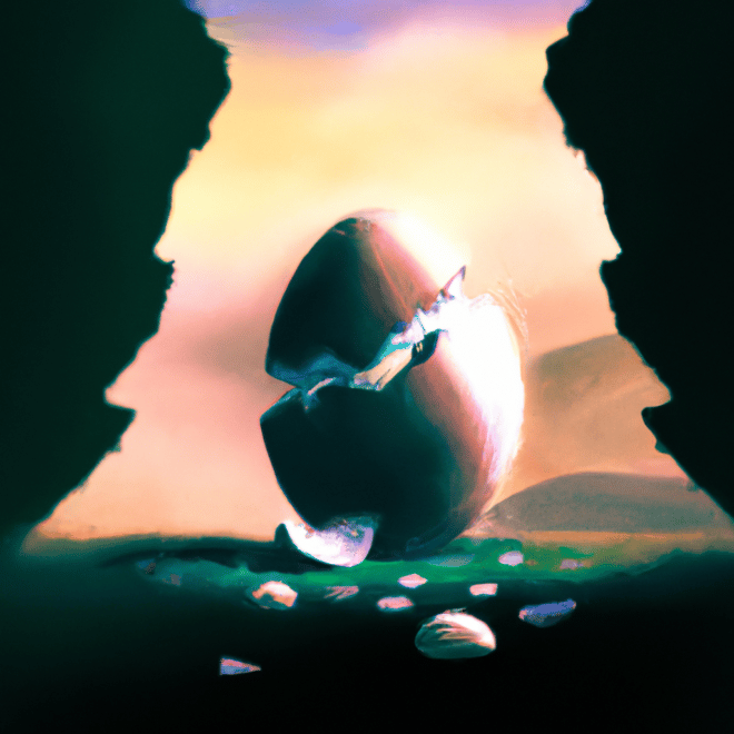 Imagem de capa do post "Descubra o Que O Sonho com Ovo Quebrado Significa!" com um desenho digital