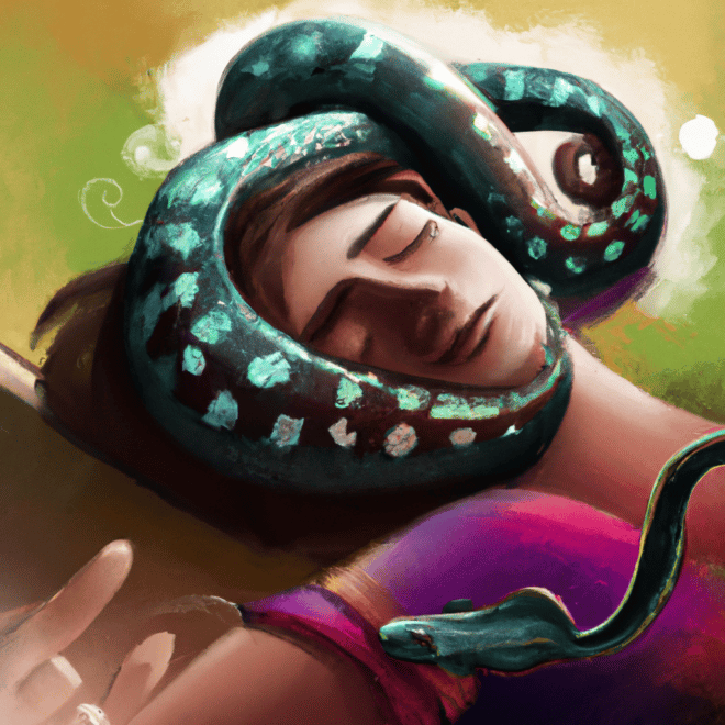 Imagem de capa do post Significado de sonhar com cobras de várias cores com um desenho digital