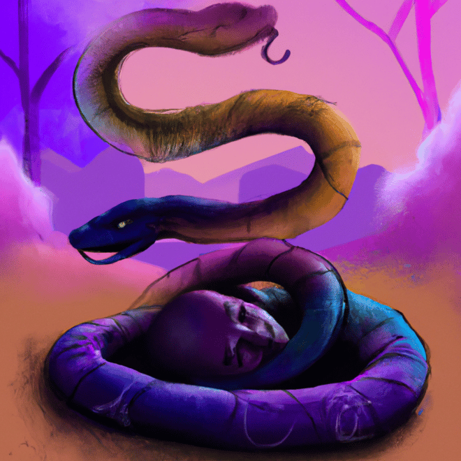 Imagem de capa do post "Descubra o Significado de Sonhar com Cobras de Várias Cores!" com um desenho digital