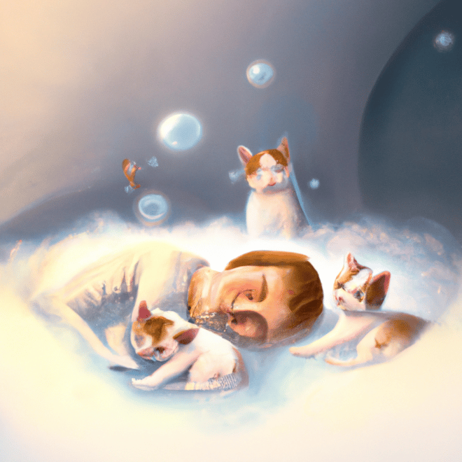 Imagem de capa do post Significado de sonhar com filhotes de gato: o que isso pode significar? com um desenho digital