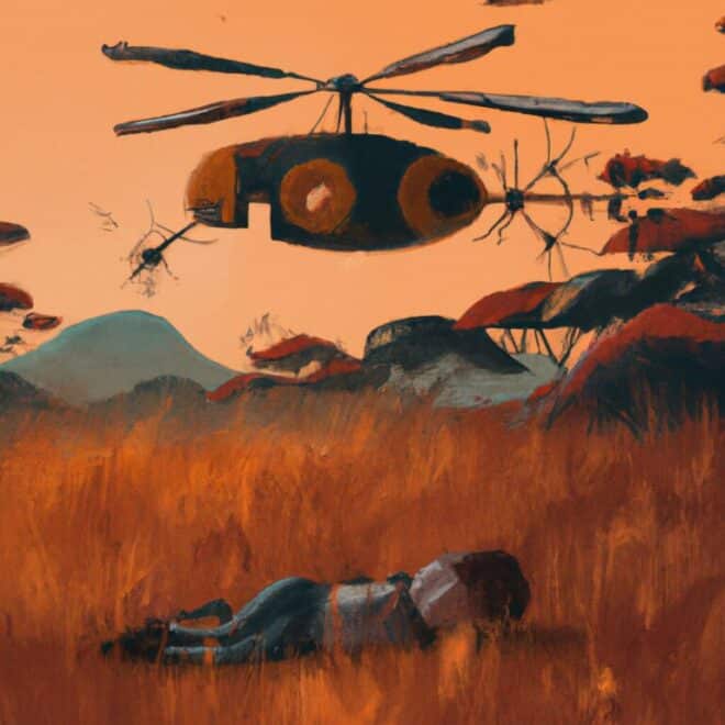 Imagem de capa do post O significado de sonhar com um helicóptero caindo com um desenho digital