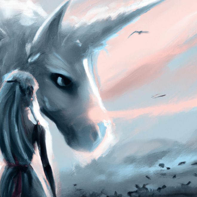 Imagem de capa do post "Descubra o Significado de Sonhar com Cavalo Branco!" com um desenho digital