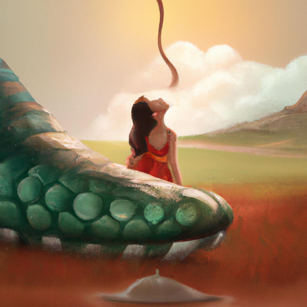 Imagem de capa do post "Descubra o Significado do Sonho com Cobra Mordendo o Pé!" com um desenho digital