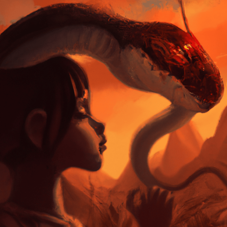 Imagem de capa do post Sonhos com a cobra me mordendo: o que eles podem significar? com um desenho digital