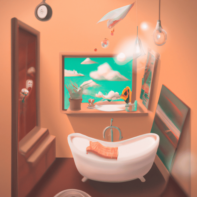 Imagem de capa do post Sonhar com banheiro bonito: o que significa? com um desenho digital