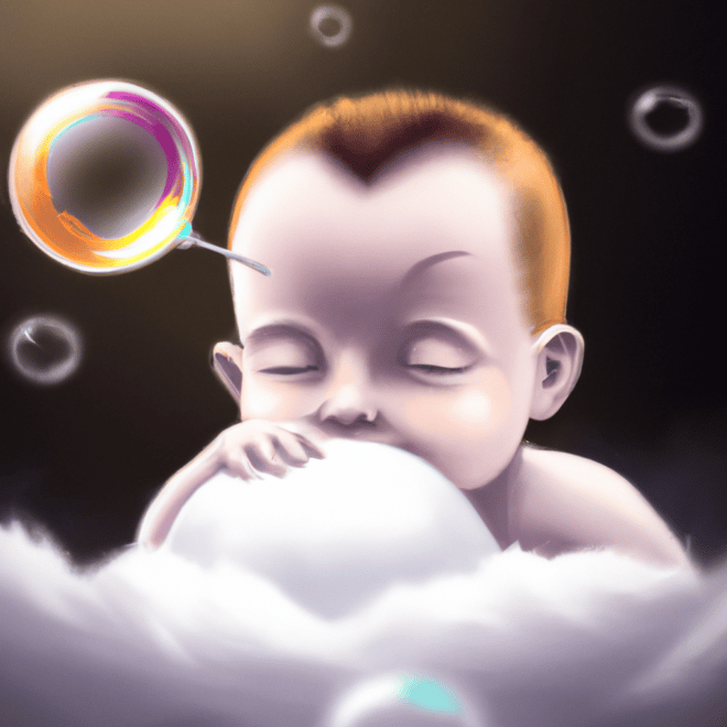 Imagem de capa do post "Descubra o Significado de Sonhar com Bebê Branco!" com um desenho digital