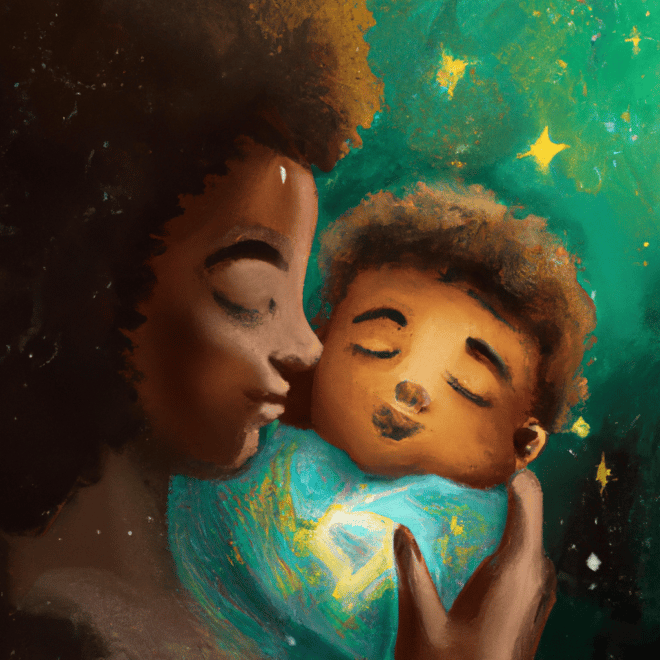 Imagem de capa do post Significado dos sonhos: o que significa sonhar com bebê recém-nascido preto? com um desenho digital