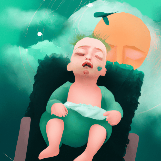 Imagem de capa do post Sonhar com bebê vomitando: o que significa? com um desenho digital
