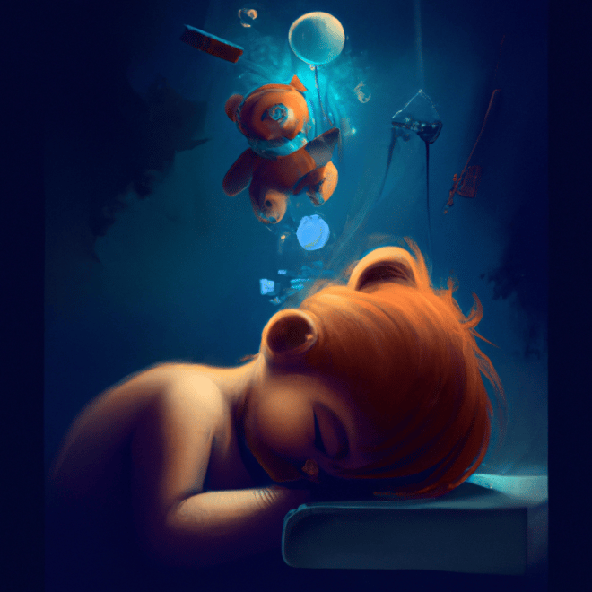 Imagem de capa do post "Sonhar com Brinquedos Vivos: Descubra o Significado!" com um desenho digital