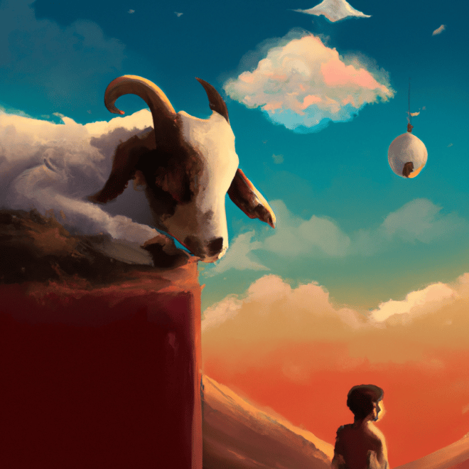 Imagem de capa do post SONHAR COM CABRITO FILHOTE: O QUE SIGNIFICA? com um desenho digital