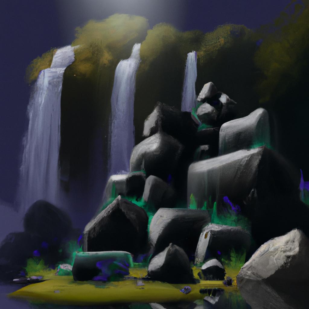 Imagem de capa do post "Descubra o Significado de Sonhar com Cachoeira e Pedras!" com um desenho digital