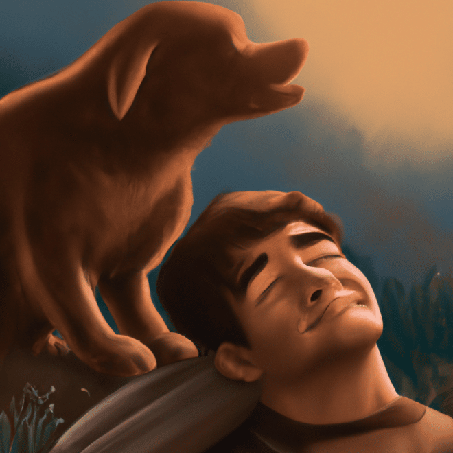 Imagem de capa do post O que significa sonhar com um cachorro marrom filhote? com um desenho digital