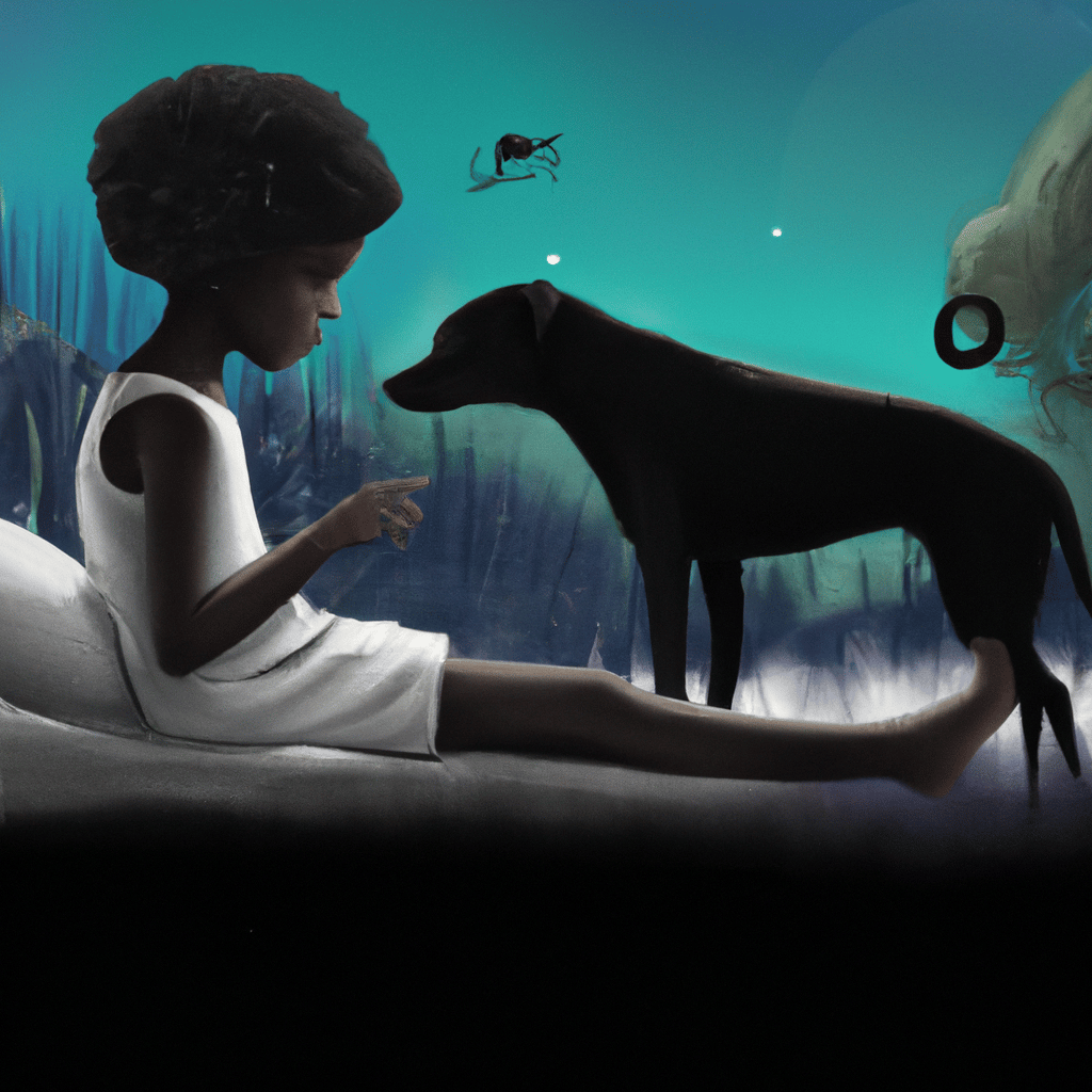 Imagem de capa do post "Descubra o Significado de Sonhar com Cachorro Preto no Livro dos Sonhos!" com um desenho digital