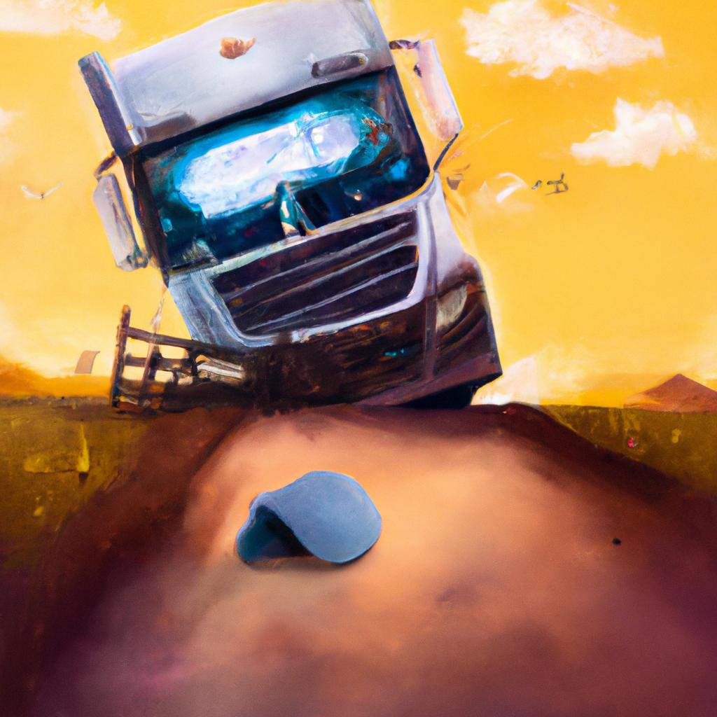 Imagem de capa do post "Descubra o que Significa Sonhar com um Caminhão Tombando!" com um desenho digital