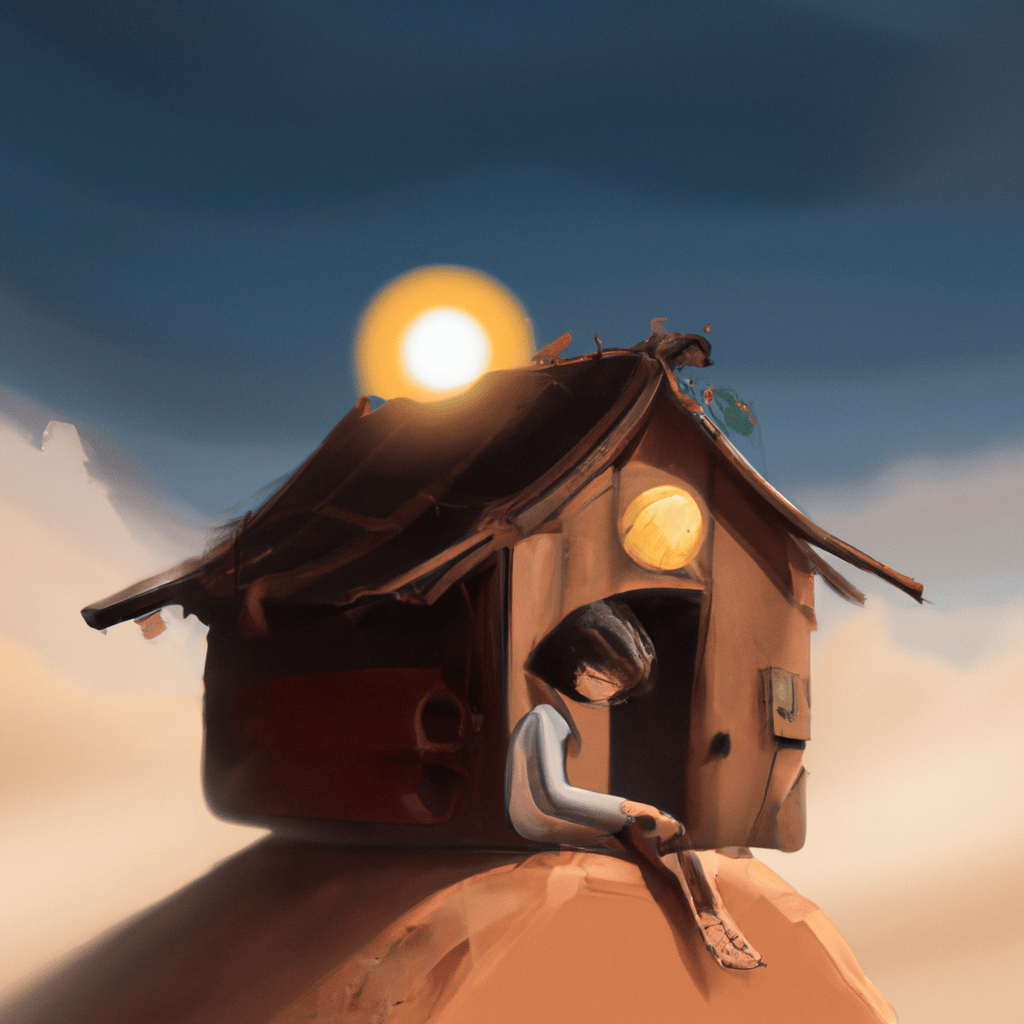 Imagem de capa do post "Descubra o Significado do Sonhar com Casa Sem Teto!" com um desenho digital