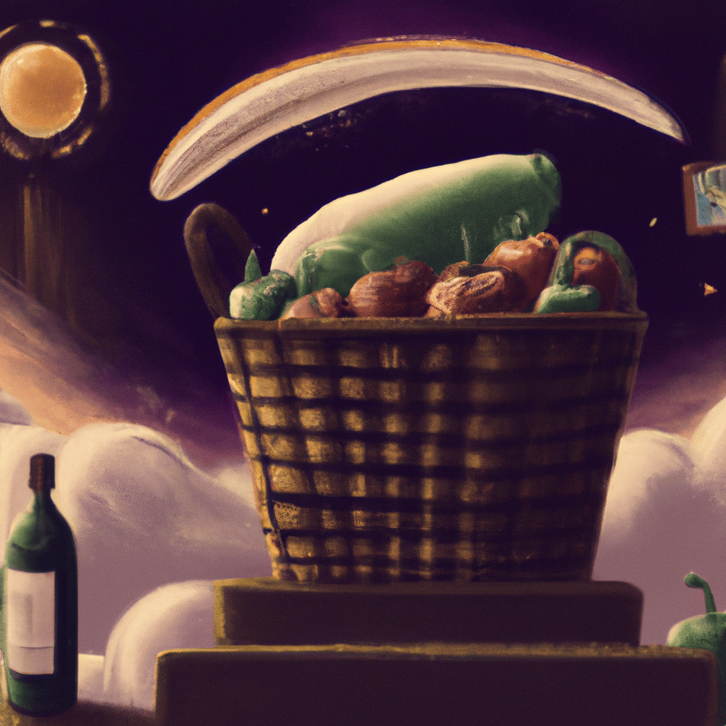 Imagem de capa do post "Descubra o Significado de Sonhar com Cesta Básica de Alimentos!" com um desenho digital