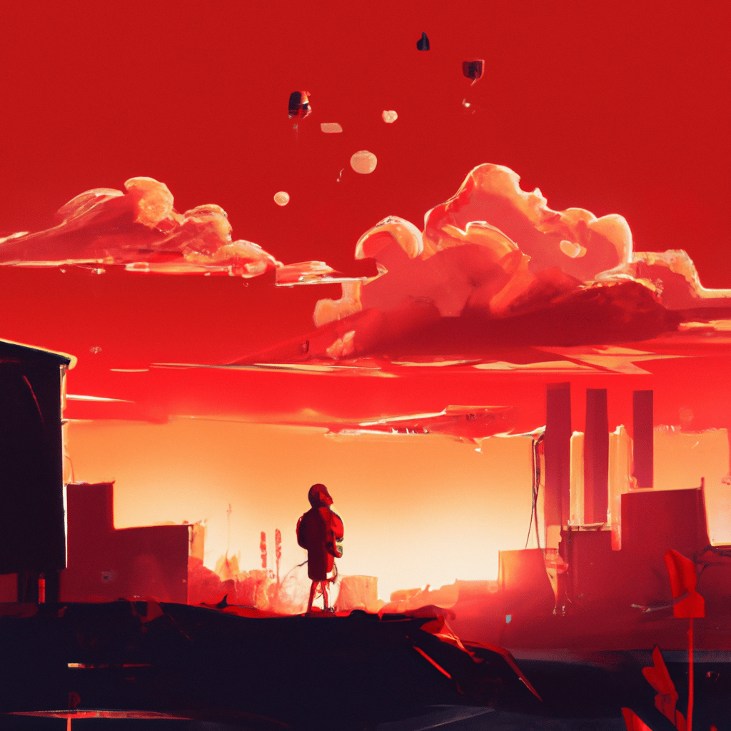 Imagem de capa do post "Descubra o Significado de Sonhar com Céu Vermelho!" com um desenho digital