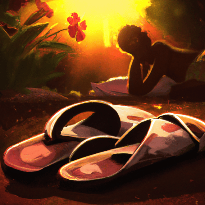 Imagem de capa do post "Meu sonho com um chinelo velho: o que significa?" com um desenho digital