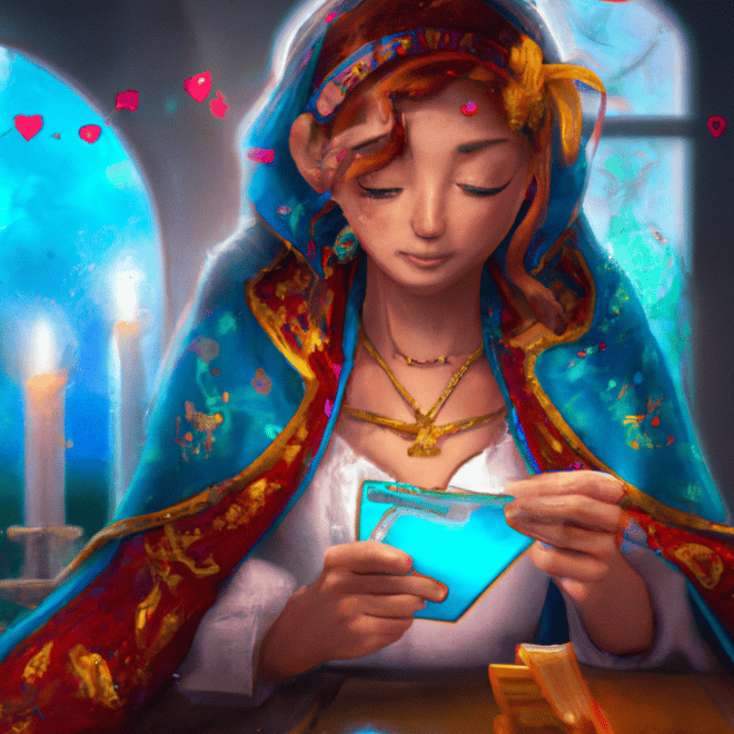 Imagem de capa do post Descubra o Significado de Sonhar com Cigana Lendo Cartas! com um desenho digital