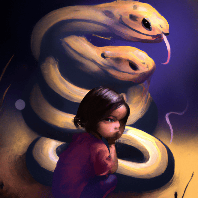 Imagem de capa do post Conheça o significado de sonhar com cobras e filhotes! com um desenho digital