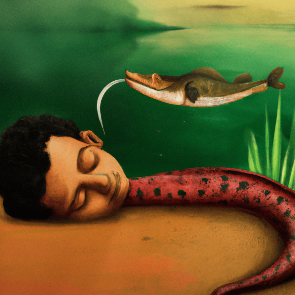 Imagem de capa do post "Descubra o Significado de Sonhar com Cobra e Peixe!" com um desenho digital