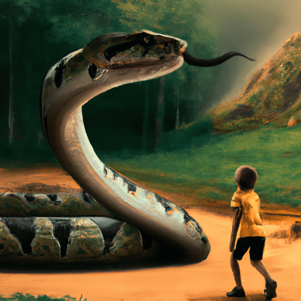 Imagem de capa do post "Descubra o Significado de Sonhar com Cobra Gigante Atacando!" com um desenho digital