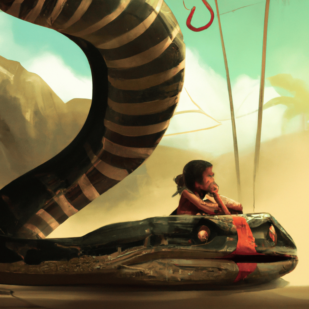 Imagem de capa do post "Cobra Gigante Atacando? Descubra o Significado de Seu Sonho!" com um desenho digital