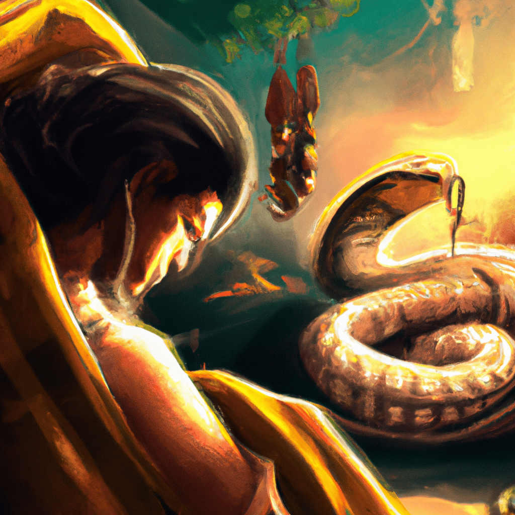 Imagem de capa do post "Descubra o Significado de Sonhar com Cobra na Umbanda!" com um desenho digital