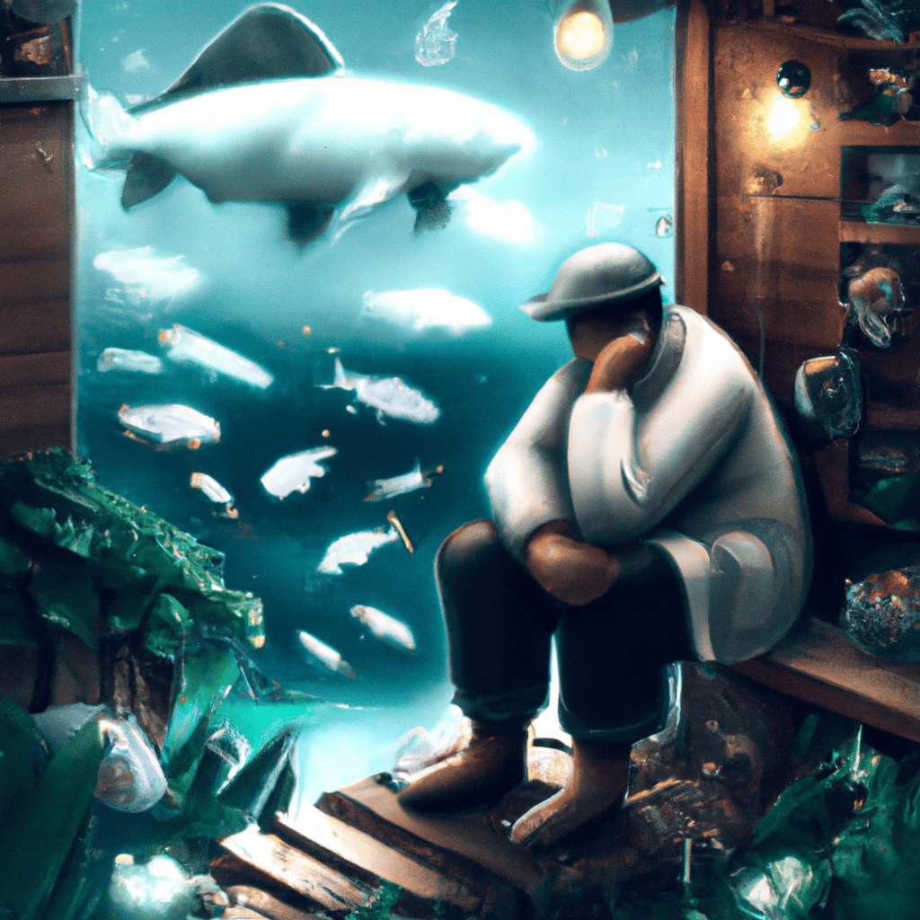 Imagem de capa do post "Sonhar com Fartura de Peixe: Descubra o Significado!" com um desenho digital